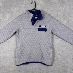 Magellan Outdoors Mens Gray Quilted Snap Pullover Sweater Classic Fit Small